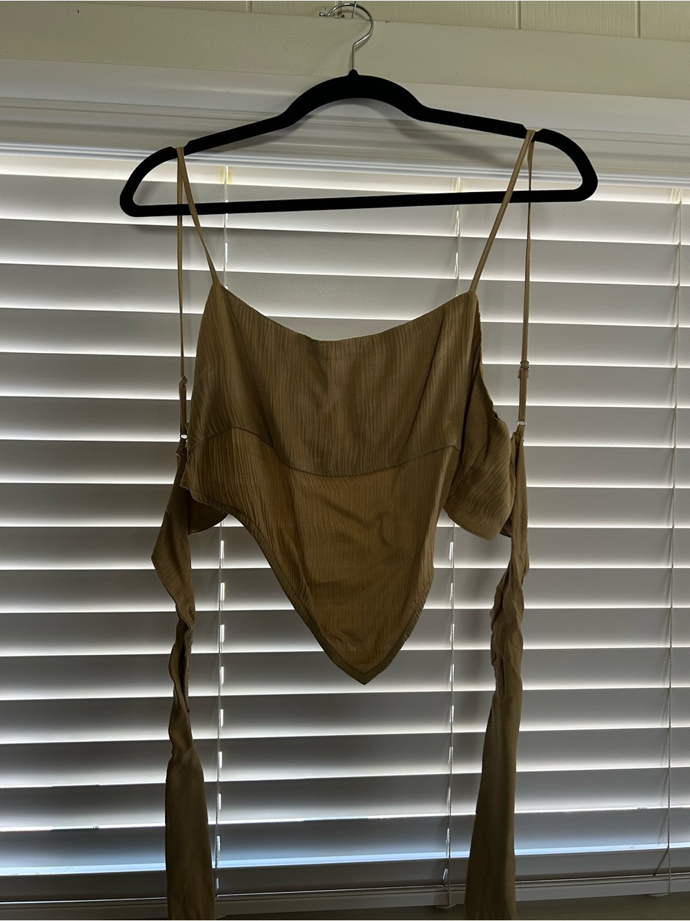 Women’s Gold Satin Asymmetrical Crop Top